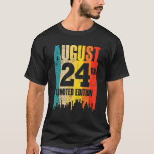 24 augusti Begränsad utgåva Månad 8 24 dagar Retro T Shirt