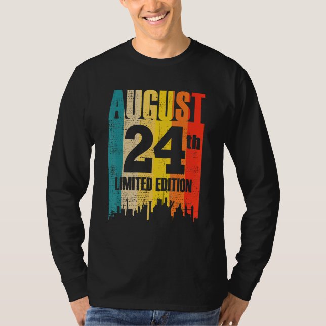 24 augusti Begränsad utgåva Månad 8 24 dagar Retro T Shirt (Framsida)