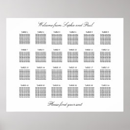 24 Bord Elegant Minimalistisk Placeringsplan Poster