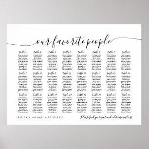 24 Bord Elegant Våra Favoritpersoner Placeringspla Poster