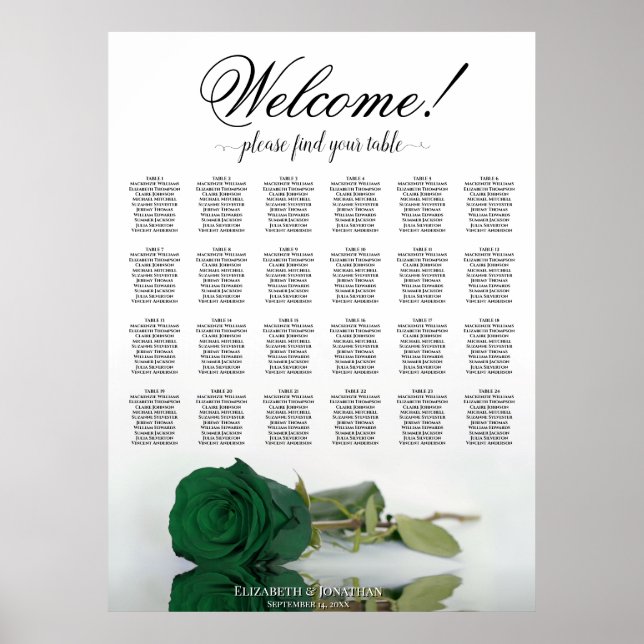 24 Bord Emerald Grönt Ro Bröllop Poster (Framsidan)