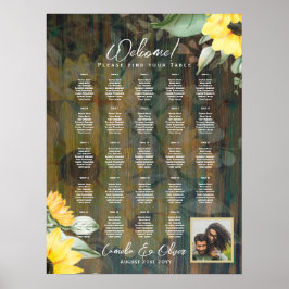24 Bord Rustic Wood SUNFLOWERS FOTO SEATING Poster