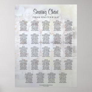24 Bord Vita reflexer Bröllop Sittdiagram Poster