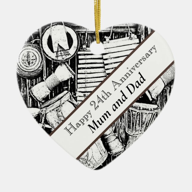 24:e årsdagen redigerbar julgransprydnad keramik (Framsidan)