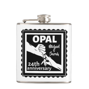24:e bröllop-årsdagen traditionell opal fickplunta