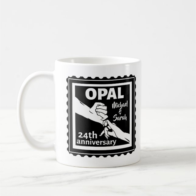 24:e bröllop-årsdagen traditionell opal kaffemugg (Vänster)
