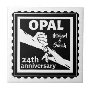 24:e bröllop-årsdagen traditionell opal kakelplatta