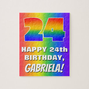 24:e födelsedag: färgfull, Roligt Rainbow Mönster Pussel