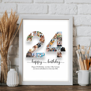 24:e födelsedag Poster fotokollage