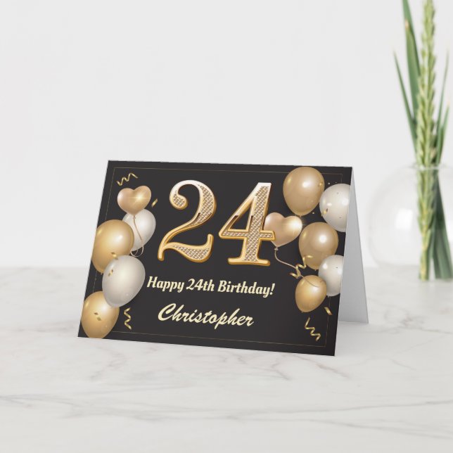 24:e födelsedag: Svart och Guld Kort (Framsida)