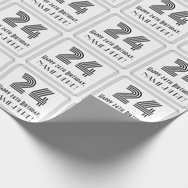 24:e födelsedagen: Art Deco Inspired Stil "24" + N Presentpapper (Hörn)