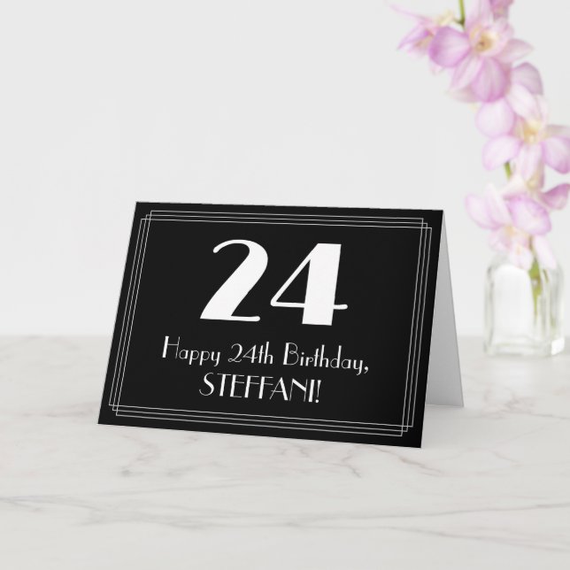 24:e födelsedagen ~ Art Deco Inspired Titta "24",  Kort (Orkide)