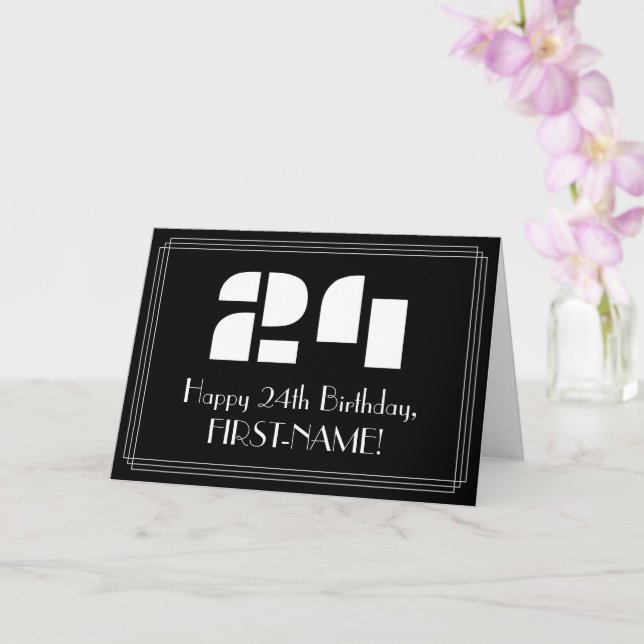 24:e födelsedagen: Art Deco Inspired Titta "24" oc Kort (Orkide)