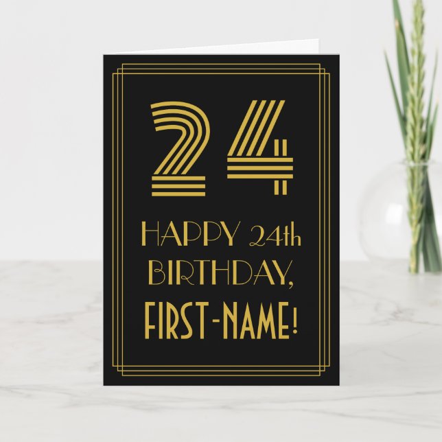 24:e födelsedagen: Art Deco Inspired Titta "24" oc Kort (Framsida)
