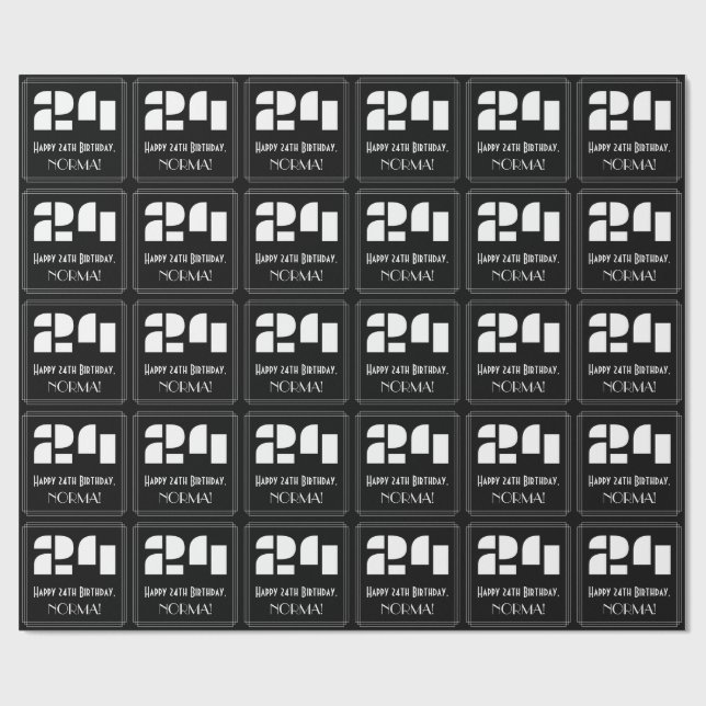 24:e födelsedagen: Art Deco Inspired Titta "24" oc Presentpapper (Platt)