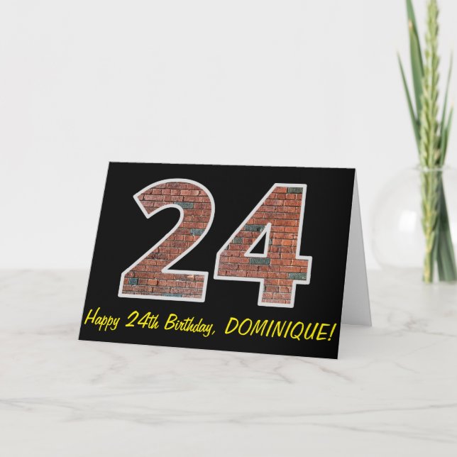 24:e födelsedagen - Brickmuren Mönster "24" w/ Nam Kort (Framsida)