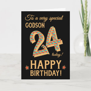 24:e födelsedagen, för Godson, Guld-effekt på svar Kort