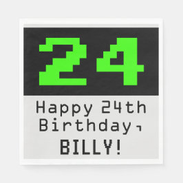 24:e födelsedagen - Nerdy/Geeky Stil "24" och Namn Pappersservett