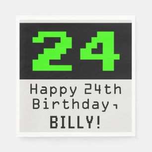 24:e födelsedagen - Nerdy/Geeky Stil "24" och Namn Pappersservett