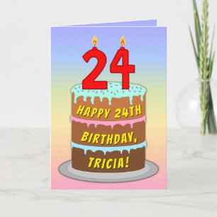 24:e födelsedagen - Roligt Cake & Candles, med ege Kort