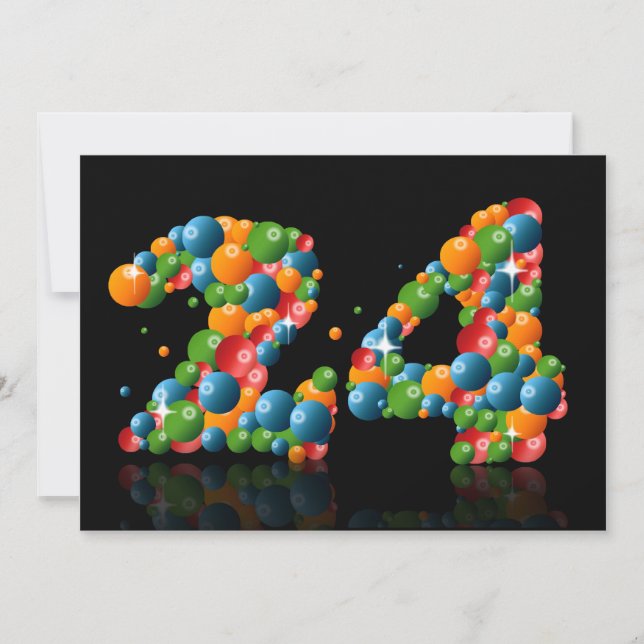 24:e Födelsedagsfesten, med bubblor och bollar Inbjudningar (Framsida)