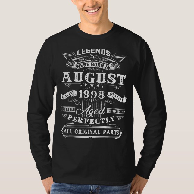 24:e födelsedagsljud född i augusti 1998 24 år t shirt (Framsida)
