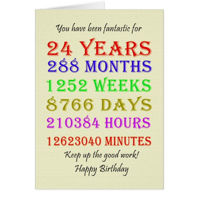 24:e födelsedagsmilstolpar hälsningskort (Framsidan)