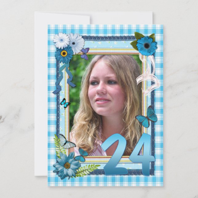 24:e fotot födelsedagsfest inbjudan (Framsida)