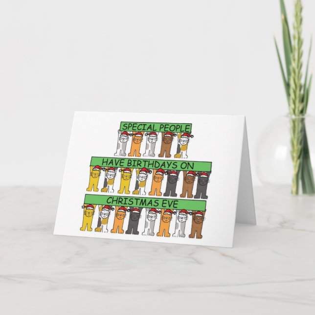 24:e juldagen Kväll Roligt Katt Kort (Framsida)