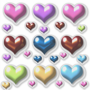 24 Faux 3D Färg Hearts Anpassningsbar-cut Vinyl St Klistermärken