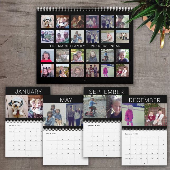 24 Fotocollage - 2 per månad Modern familj Kalender (Skapare uppladdad)