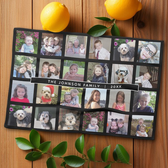 24 Fotomallkollage med Anpassningsbar Text Kökshandduk (Personalized Kitchen Towel with 24 Photos)