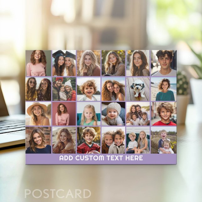 24 Fotoskollage med anpassad text Vykort (Photo Postcard - Customize with your favorite photos)