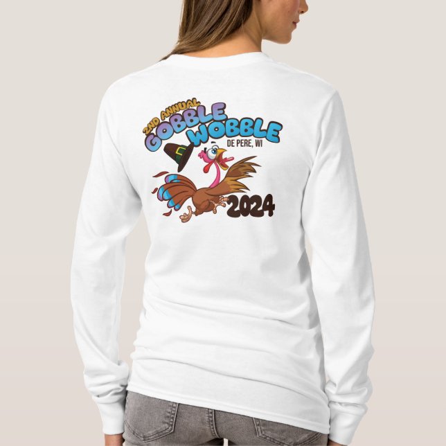 24 Gobble Wobble - Womens Långärmad - White T Shirt (Baksida)