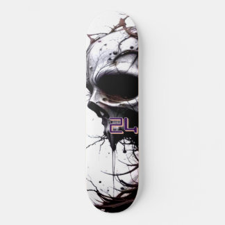 24 hårda linjer | Deathmask Deck – Återuppbyggnade Mini Skateboard Bräda 18,5 Cm