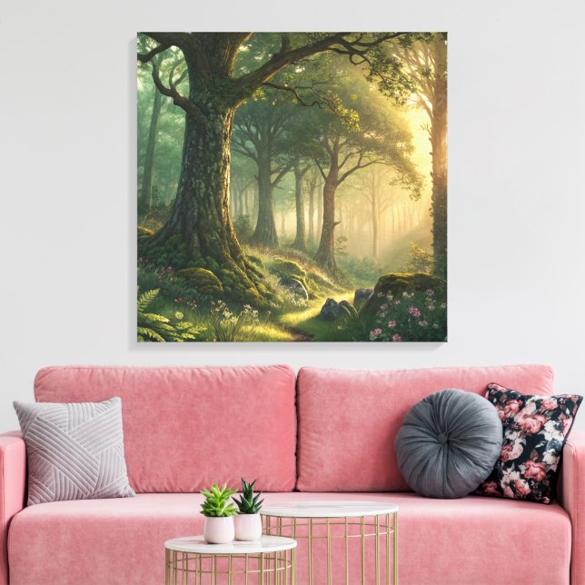 24 Inch Square Custom Canvas Photo Wall Art (Insitu (Vardagsrum))