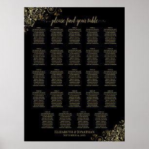 24 passagerardiagram för säten Guld och svart Chic Poster