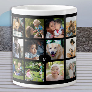 24 personlig kollage med monogram jumbo mugg