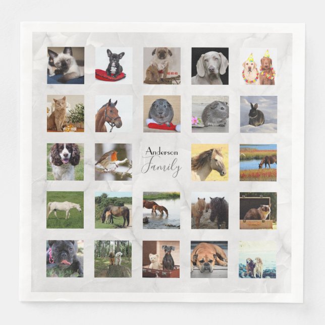 24 PHOTO COLLAGE Marble Partyware Pappersservett (Framsida)