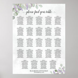 24 Sätesdiagram för Bord Eucalyptus Lavender Bröll Poster