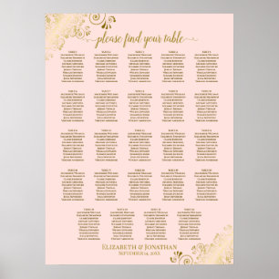 24 sätesdiagram för Bord och Rosa och Bröllop Poster