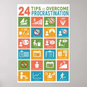 24 SÄTT ATT ÖVERVINNA PROCRASTINERING POSTER