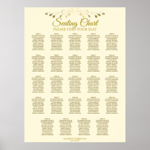 24 sittdiagram över säten Guld och Cream Bröllop v Poster