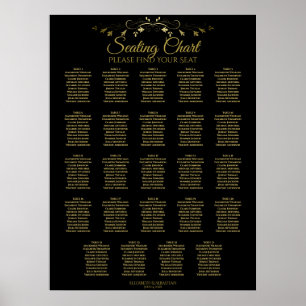 24 sittdiagram över säten Guld och Svarta Bröllop Poster