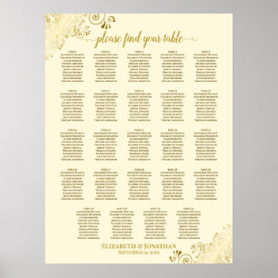 24 sittdiagram över säten i Guld och Cream Chic Br Poster
