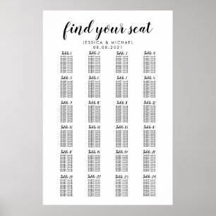 24 Stort Bröllop-gästdiagram för stora Bord Poster