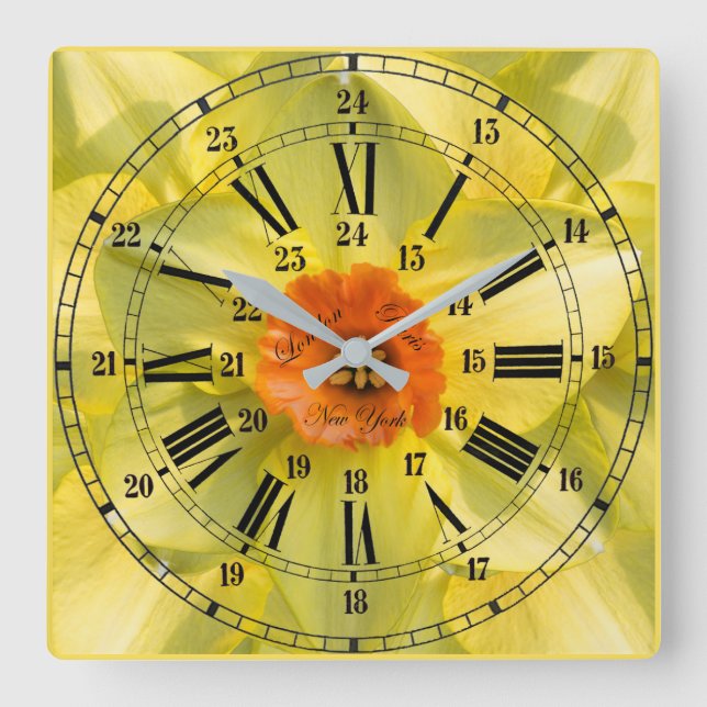 24 timmars blomma fyrkantig klocka (Framsida)