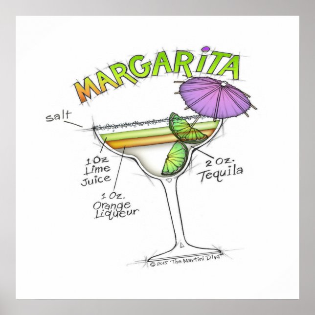 24-tums X 24-tums POSTER - MARGARITA RECIPE COCKTA (Framsidan)
