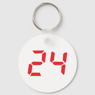 24 twenty-four digitala röda ringklocka numrerar nyckelring
