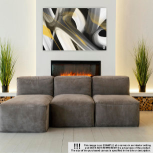 24 x 18-tums Trend Abstrakt Art Canvas Black White